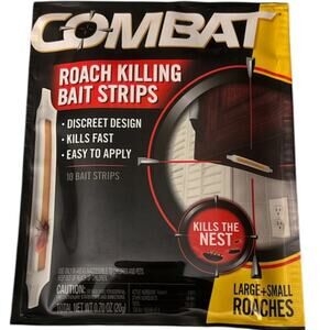 COMBAT Roach Killing Bait STRIPS Kills The Nest Large & Small Roaches 10 Strips